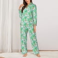thumbnail image 2 of KLL Cute Alpaca 1 Print Women's Long Sleeve Pajamas with Pants Sleepwear Loungewear 2 Set-Small, 2 of 7