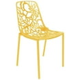 thumbnail image 3 of LeisureMod Stackable Dining Chair in Aluminum with Stackable and Floral Cutout Design Indoor Outdoor Use No Assembly for Modern Home, Kitchen, Patio Devon Collection in Yellow, 3 of 11