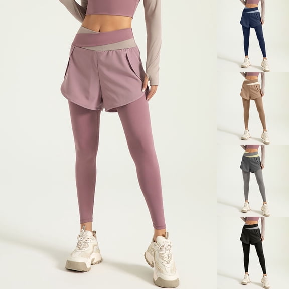 CAIXIA Women Skirted Full Length Leggings with Pockets,Tennis Skorts Skirts with Leggings Yoga Skorts