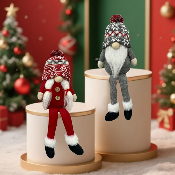 Faceless Dwarf Ornaments Red Gray Long Legged Gnome Rudolph Doll, Faceless Christmas Gnome Decor, Red Gray Long Legged, Old Man Style, Festive Holiday Decor, Xmas Party Ornaments, Unique Collectible