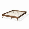 thumbnail image 4 of Allora Mid-Century Solid Rubberwood Queen Platform Bed in Walnut Brown, 4 of 7