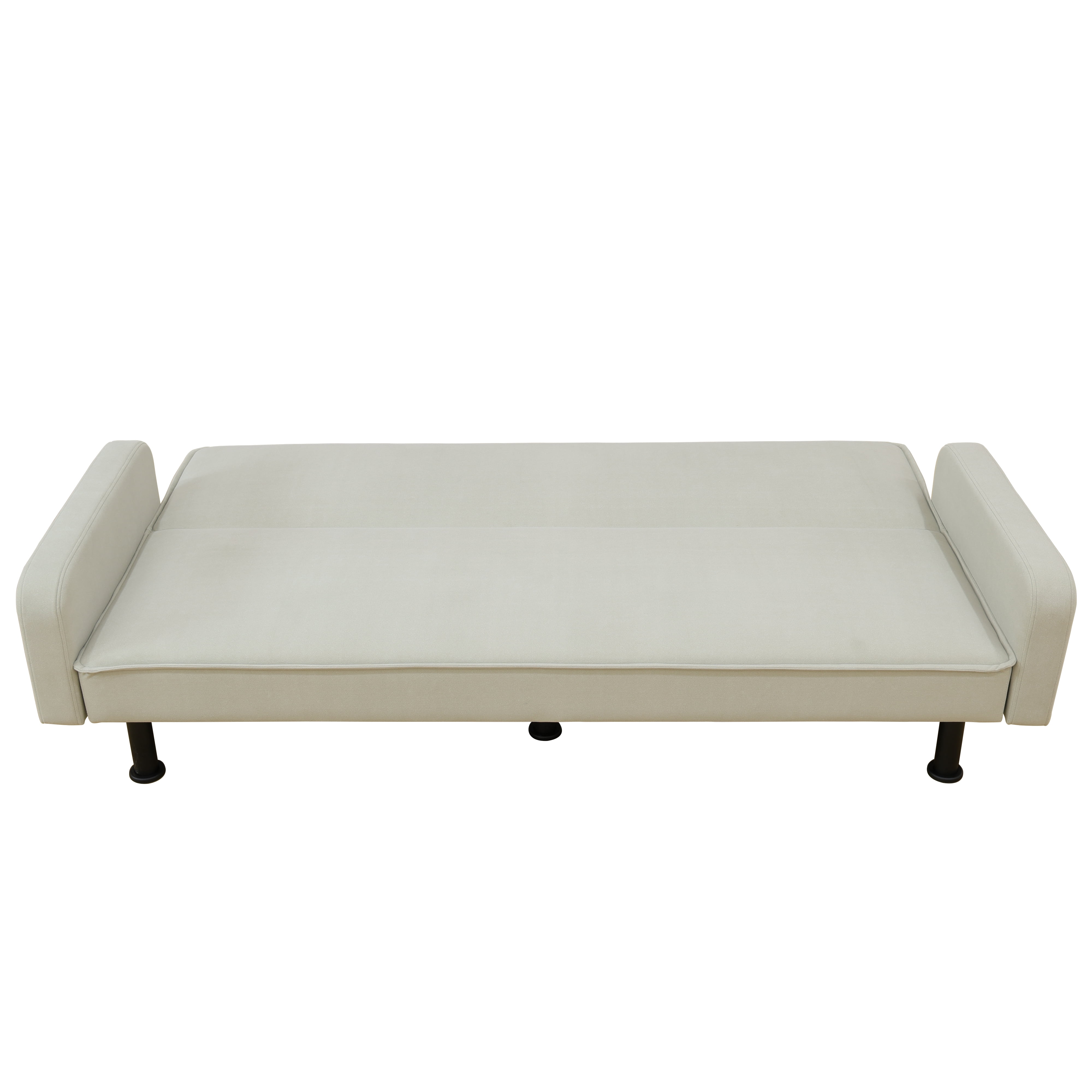 Futon Sofa Bed, Velvet Comfy Futon Couch Bed Convertible Sleeper Sofa with Adjustable Backrest, Off White