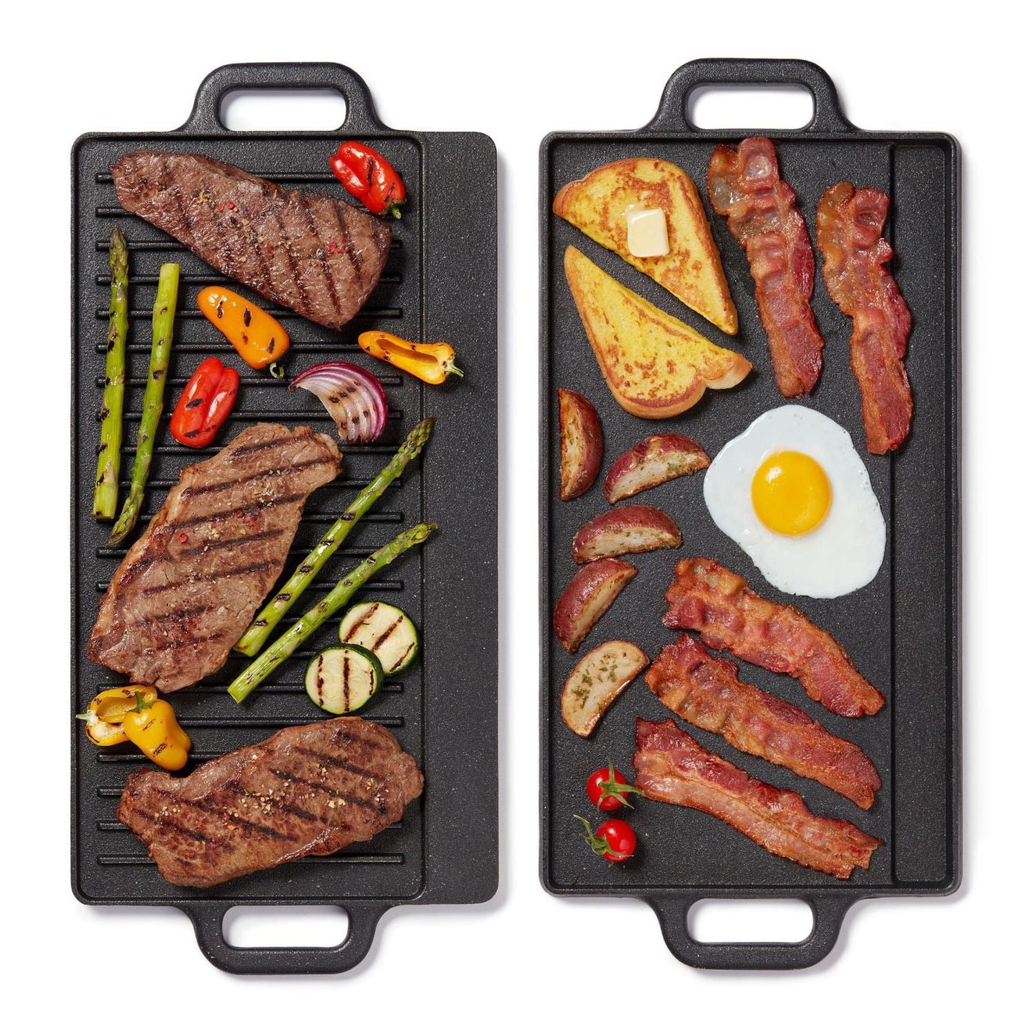 Starfrit The Rock Cast Iron Reversible Grill/Griddle, Durable Cast Iron, Non-Stick, Oven Safe, PFOA Free, Easy to Clean, Black