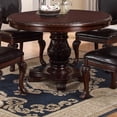 thumbnail image 4 of Dining Table Set 5 Pcs, 4 Wood Dining Chairs - A Beautiful Round Wooden Dining Table- Faux Leather Seat and Pedestal Base Round Table Faux Leather-B, 4 of 7