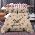 thumbnail image 6 of ZIATUBLES 3 Pieces Queen Size Duvet Cover Set, Pug Puppy Paw Print, Soft Polyester All-Season Bedding, 1 Duvet Cover and 2 Pillowcases, Comfy Bed Lines for Home, Dorms, 6 of 8