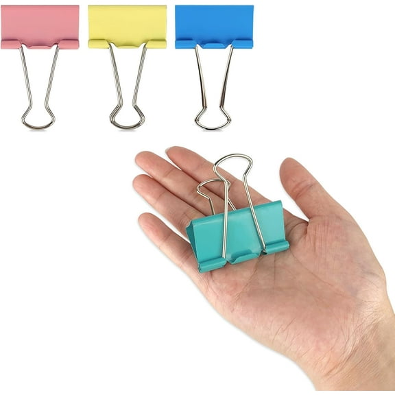Extra Large 2-Inch Colored Binder Clips, 12-Pack (Pink, Blue, Green, Yellow)