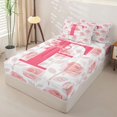 thumbnail image 2 of Catabedysis Pink Ribbon Bow Zipper Twin Comforter Sets with Fitted Sheet and 2 Pillowcases,Cute Flowers Personalized Letter F Zipper Bedding Set For Girls,Pink Reversible,4 Pieces, 2 of 7