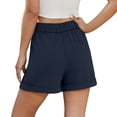 thumbnail image 6 of Women's Plus Size Solid Color Bermuda Shorts High Waist Straight Fit Casual Dressy Work Shorts with Pockets Navy, 6 of 6