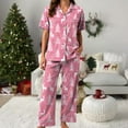 thumbnail image 5 of Gubotare Christmas Pajamas for Women Set Long Sleeve Button Down Pajama Set Womens Button Up Top Pants Christmas Jumpsuit for Women (Pink,XXL), 5 of 5