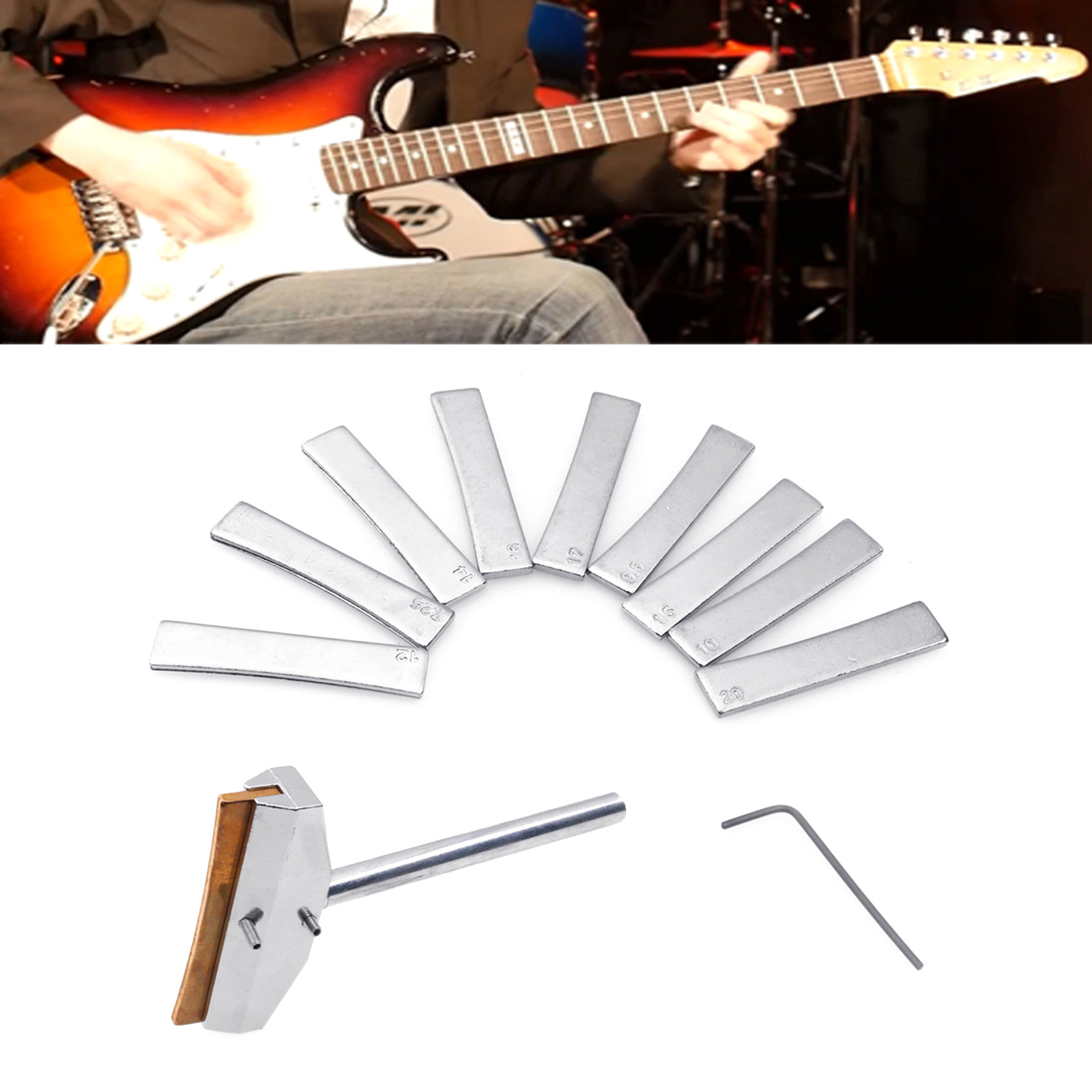FEAMOS Guitar Bass Fingerboard Fret Press Caul & Brass Fret Inserts with Wrench Luthiers Tool Fingerboard Pressing Tool