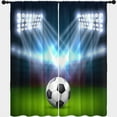 thumbnail image 4 of Sports Blackout Curtains Set Soccer Ball on Green Huge Football Field Rod Pocket Window Curtain for Bedroom or Living Room W42 x L63 Inch, 4 of 5