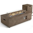 thumbnail image 4 of 42 in. Retangular Coating Steel Propane Firepit Table, 50,000 BTU Outdoor Fire Pit Table in Dark brown Wood Grain, 4 of 7