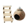 thumbnail image 2 of Casa de hámster de coco, coco para hámster, esconderse para dormir, correr con escalera, cueva para mascotas para jerbos, Chinchilla, Lemmings, rata, 2 of 9