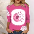thumbnail image 2 of Honeeladyy Breast Cancer Shirts for Women Breast Cancer Awareness Round Neck 7/4 Sleeve Shirt Pink Ribbon Tee Tops #Nn-Pink-XXXL, 2 of 4