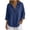 Blue, variant on Women's Plus Size Shirts Snap Lapel Neck Solid Color 3/4 Sleeve Shirts Casual Work Cotton Linen Shirts