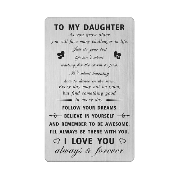 Daughter Birthday Card Gifts - Just Do Your Best, Daughter Birthday Graduation Engraved Wallet Card Inserts Gift Ideas