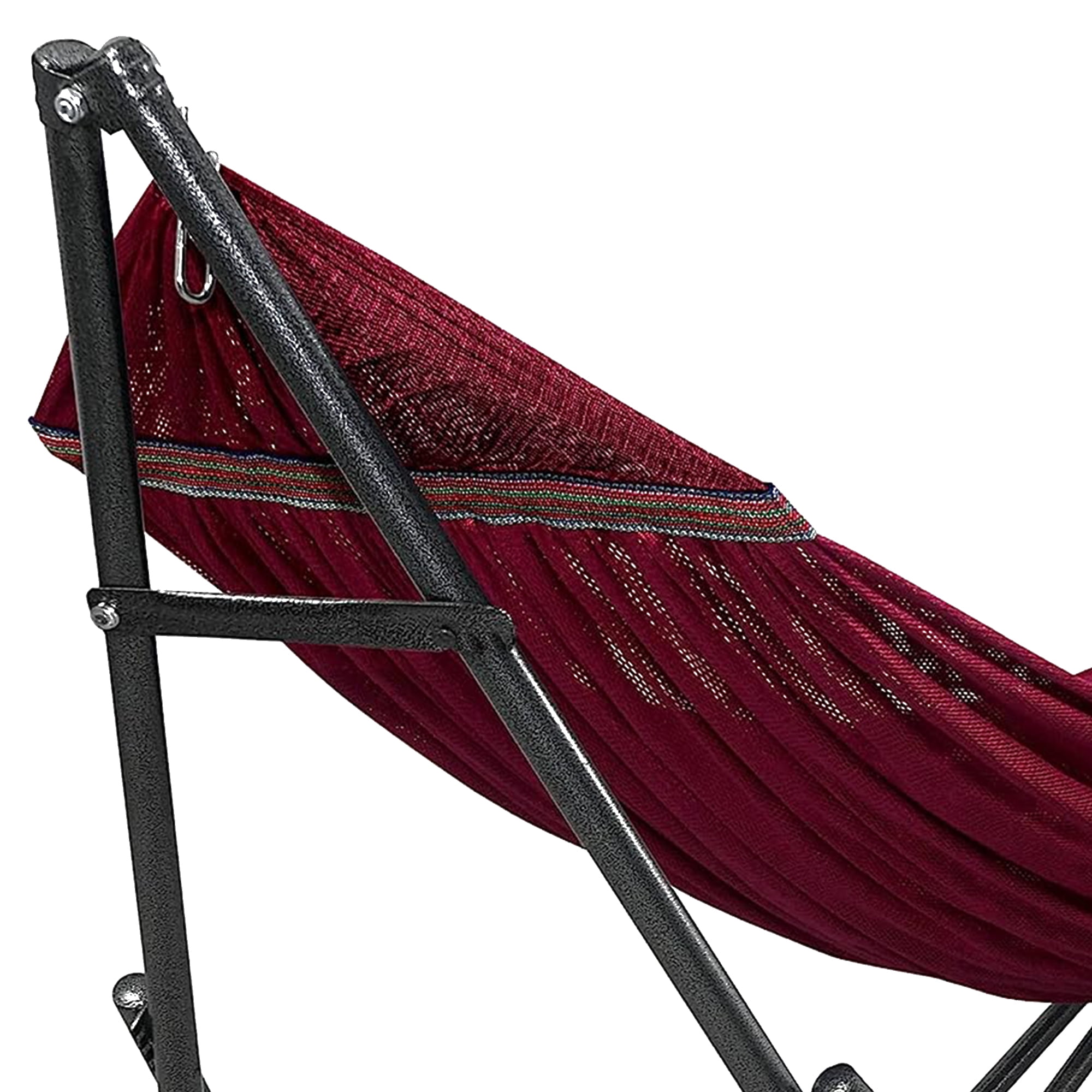Tranquillo Adjustable Hammock Stand / Collapsible Hammock with Stand – Picnic Hammock Stand and 2 Layered Polyester Hammock Net for 2 Persons with Carry Bag - Supports up to 550lbs, Red