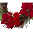 thumbnail image 3 of Corona navideña artificial de flores de Pascua y hortensias, 24 pulgadas, sin iluminación, 3 of 3