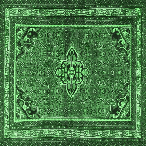 Ahgly Company Indoor Square Persian Emerald Green Traditional Area Rugs, 3' Square
