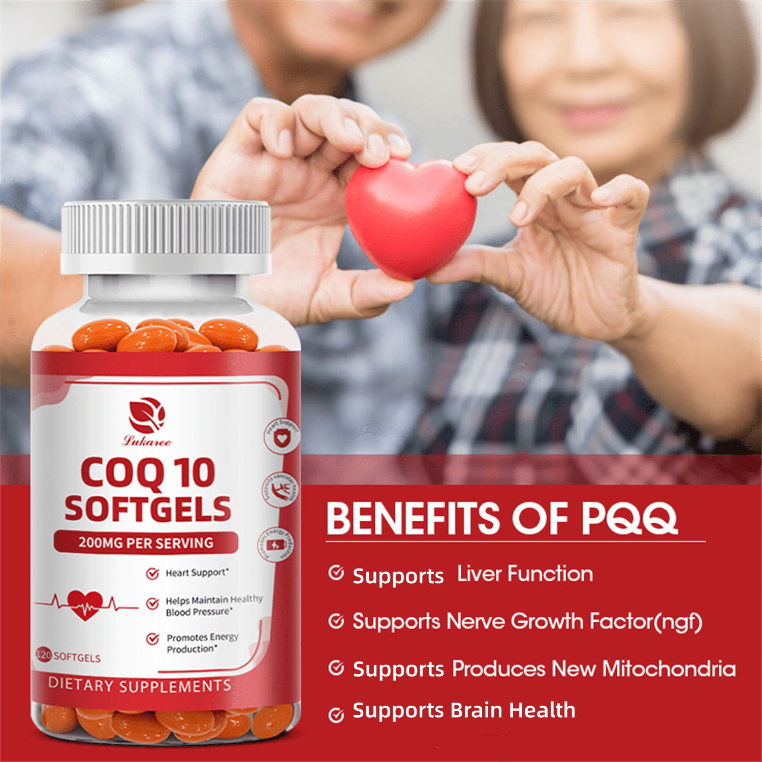 LUKAREE Coenzyme Q10 200mg Capsules, Daily Dietary Supplement for Men Women, Total 240 Softgels