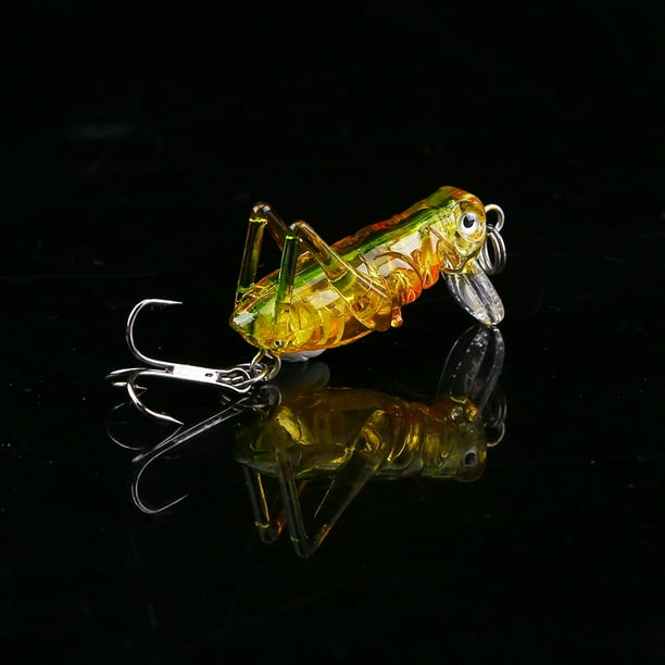5 Señuelos De Pesca De 4 Cm, Cebo Duro De Saltamontes Artificial # 2, Material ABS, Anzuelos Triples Realistas, Pesca En Agua Superior Para Peces De Boca Pequeña