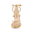thumbnail image 5 of BLISSFUL STEP Women's Open Toe Strappy Straps Prom Stiletto Heels Sandals Champagne Gold 6, 5 of 7