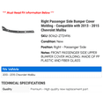 thumbnail image 2 of Right Passenger Side Bumper Cover Molding - Compatible with 2013 - 2015 Chevy Malibu 2014, 2 of 2