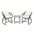 thumbnail image 2 of 3 Pieces Patio Bistro Set with Cushions - Rattan Outdoor Furniture Set with Glass Table - Garden Balcony Furniture, 2 of 9