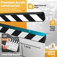 thumbnail image 4 of Directors Film Clapper Board Film Slate, Acrylic Plastic Dry Erase Movie Clapboard for Studio Camera Theater Props TV Video  Film Cut Action Scene Slate Board 10x12" with Black/White Sticks, 4 of 9
