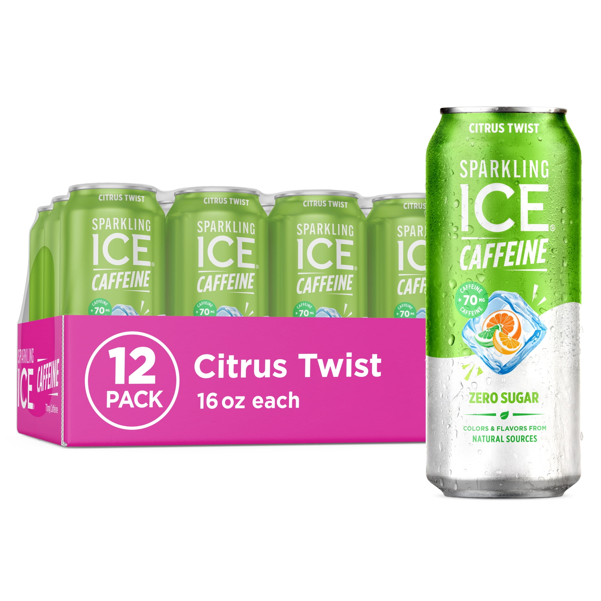 Sparkling Ice Caffeine Citrus Twist, 16 Fl Oz Can, 12 count