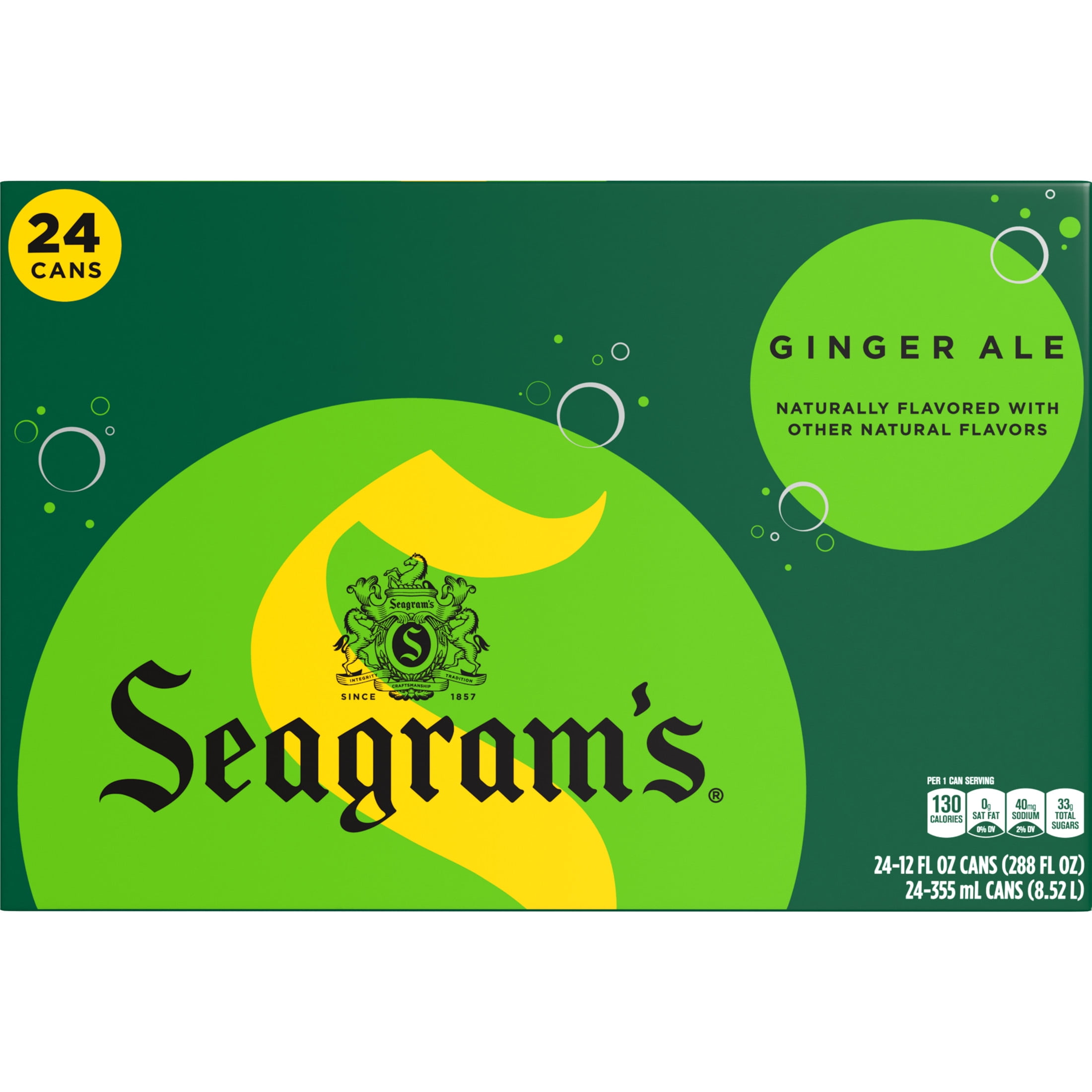 Seagram's Ginger Ale Soda Pop Cans, 12 fl oz, 24 Pack