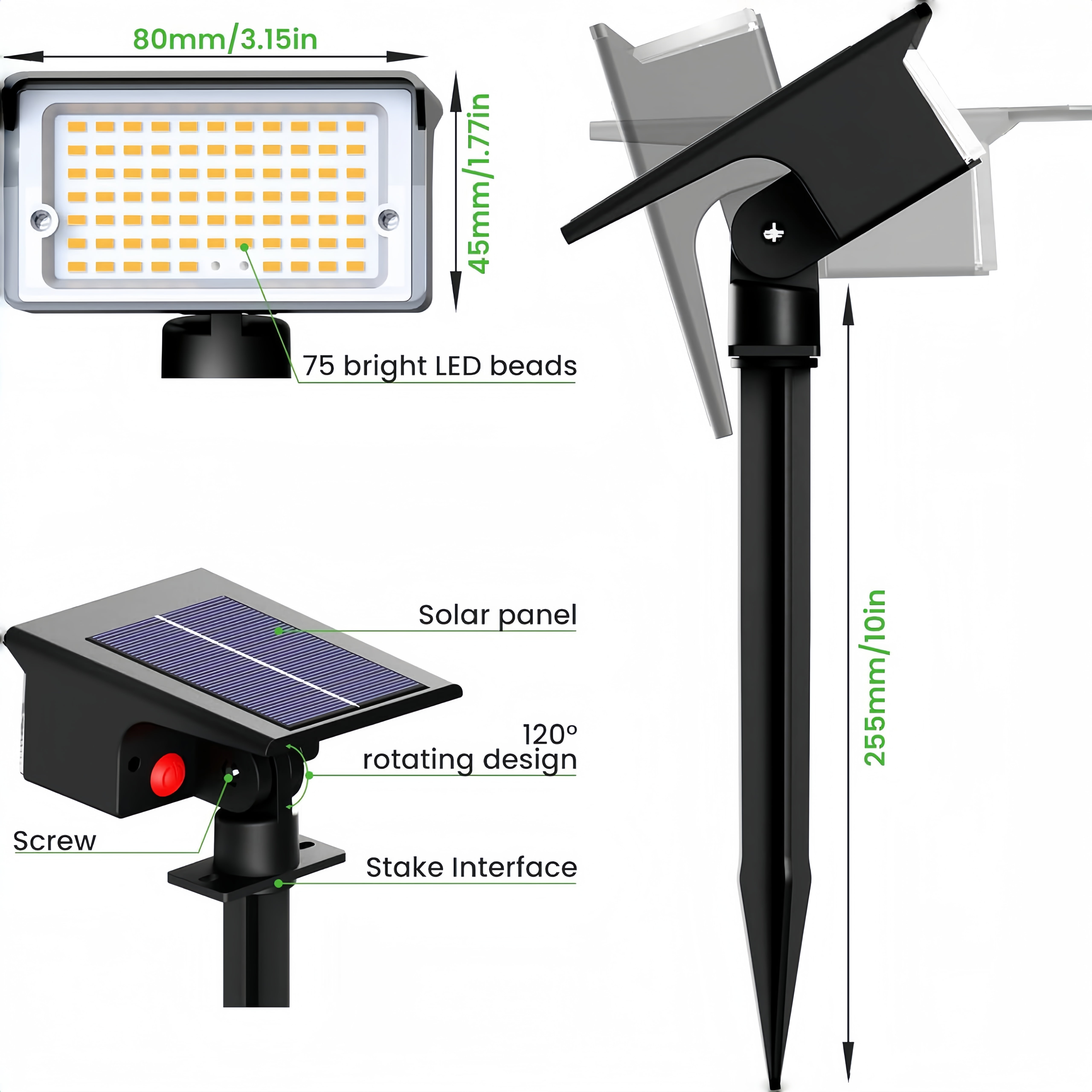 FTX 4-Pack Solar Landscape Lights, Outdoor Spotlights