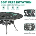 thumbnail image 3 of VIVIJASON 24" Cast Aluminum Lazy Susan Turntable, 360° Rotating Display Tray with Silent Bearings, Round Table Top Swivel Serving Plate with Umbrella Hole for Outdoor Dining Table, Floral Style, 3 of 7