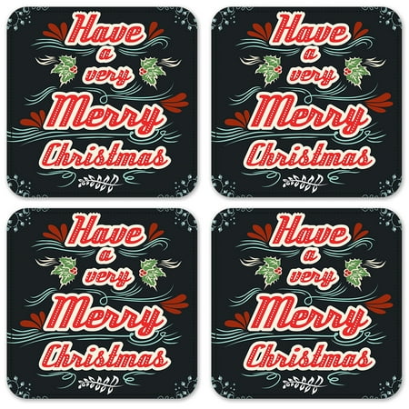 

Vinyl Drink Coasters - Set of 4 - Merry Christmas