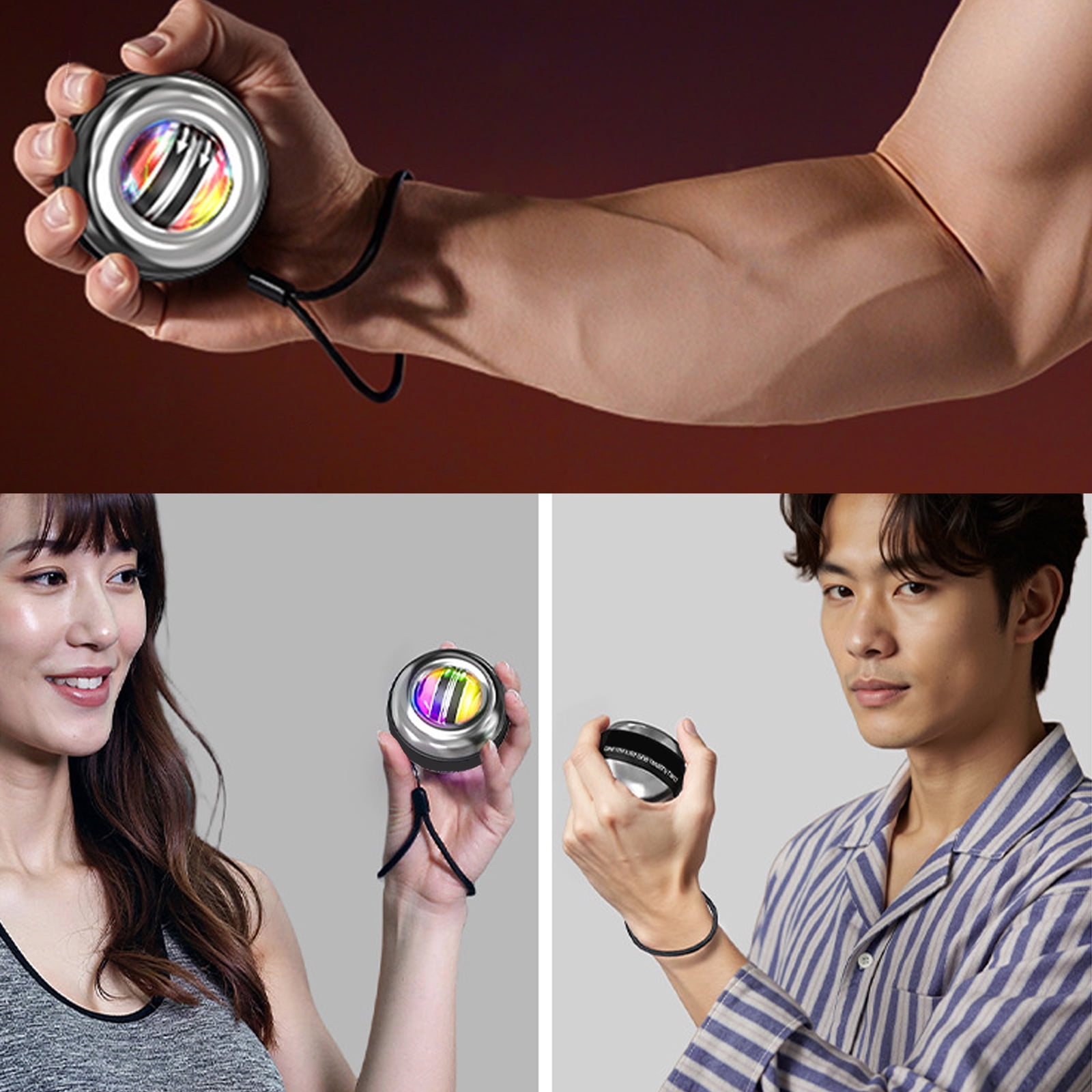 Hand Exerciser Wrist Ball Grip Strengthener Auto Starting Wrists Strength Gyro Ball Hand Wrist Forearm Trainer
