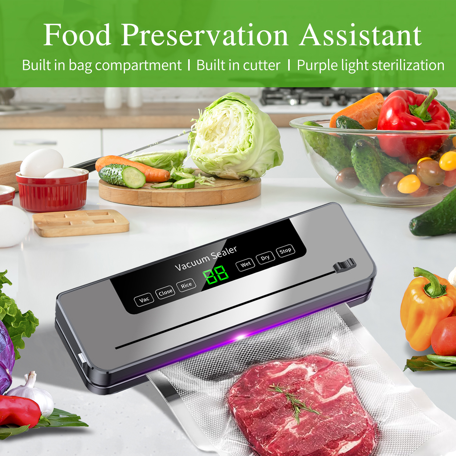 TINANA Vacuum Sealing Machine with Bags and Cutter photo 5