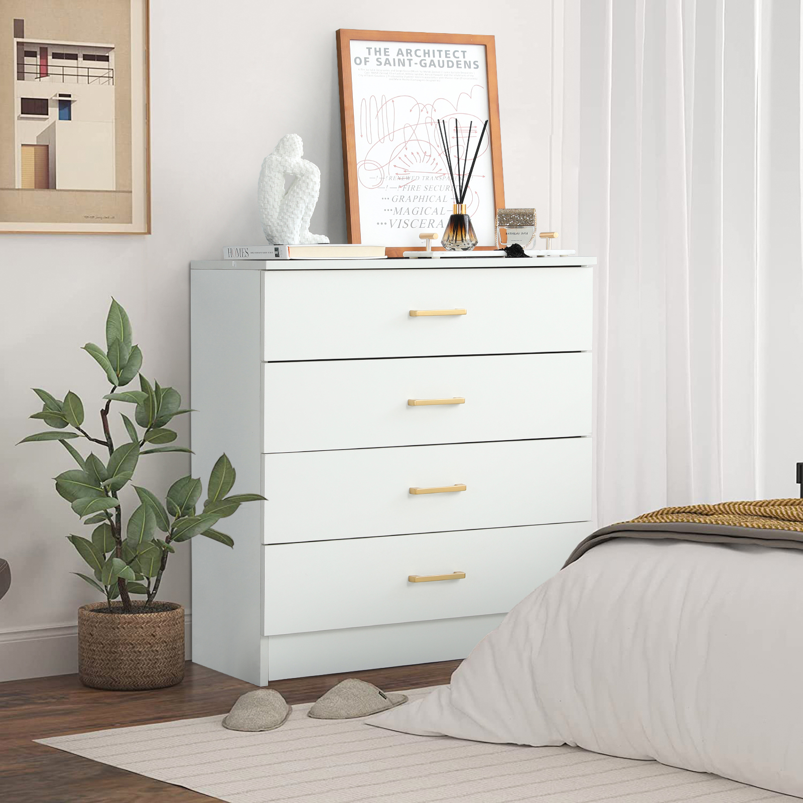 White 4-Drawer Wood Dressers for Bedroom - image 3 of 7