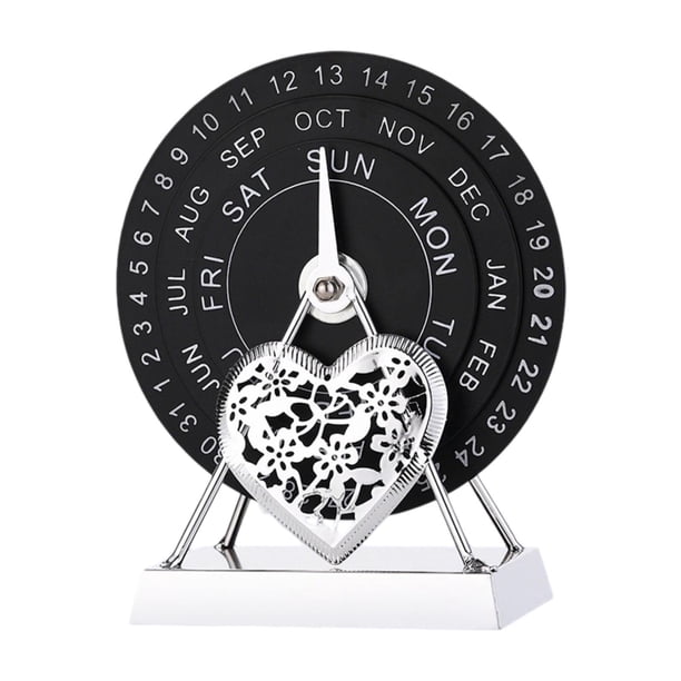 Accesorios de escritorio de calendario perpetuo reutilizables decorativos versátiles de metal, manual Astilla negra