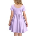 thumbnail image 4 of TQWQT Girls Dresses Summer Cute Plain Dress Size 10-12 Kids Crewneck Party Dress Short Sleeve Girls Sundress Tween Girls T-Shirt Dress with Pockets Light Purple 120, 4 of 8