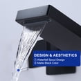 thumbnail image 3 of Wowow Modern Double Handle Wall Mounted Bathroom Faucet with Waterfall Spout in Matte Black, 3 of 8