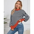 thumbnail image 6 of Cogild Women Sweaters with Multi Color Long Sleeves Striped Pullover Long Sleeves Sweaters for Womens, 6 of 6