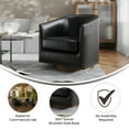 thumbnail image 6 of BizChair Club Style Commercial Barrel Accent Armchair with 360° Swivel Metal Base and Black Leathersoft Upholstery with Brass Decorative Nail Head Trim, 6 of 14
