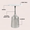 thumbnail image 3 of JONATHAN Y Pip 20.25" Classic Designer Metal Drink Table and Decorative End Table with White Marble Round Top and Bell Pedestal Base, Antique Nickel, END4002A, 3 of 5