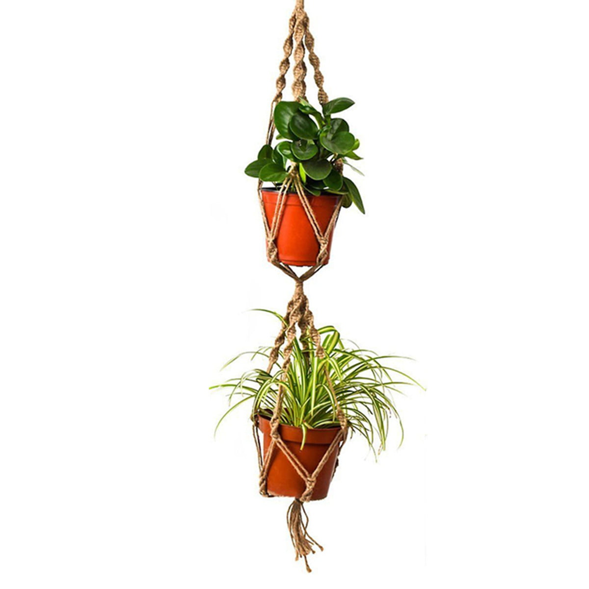 110cm Double Layer Hemp Jute Rope Plant Flower Pot Hanger Holder Macrame 