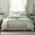 thumbnail image 4 of Madison Park King Cotton 9-Piece Comforter Set with Lace Taping Pintucked Printed Bed in a Bag Bedding Set with Decorative Pillows and Euro Shams, Sage Green, 4 of 6