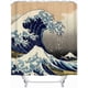 thumbnail image 2 of Cortina de ducha ondulada japonesa Kanagawa Wave, juegos de cortinas de ducha de tela náutica, decoración de baño con ganchos, impermeable, lavable, 2 of 2