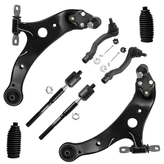 Detroit Axle - 8pc Front End Suspension Kit for Toyota 2002-2003 Camry Lexus ES300 2 Lower Control Arms with Ball Joints Assembly 4 Inner and Outer Tie Rods 2 Boots Replacement
