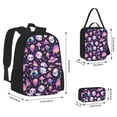 thumbnail image 4 of Naloa Skull mushroom space Print Large Capacity Backpack Lunch Bag Pencil Case Combination 3 Piece Set for Student, 4 of 8