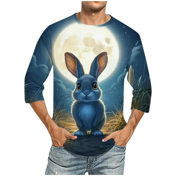 Blusas y camisas de manga larga con cuello redondo para hombre, blusa informal con estampado de cuello redondo y manga corta, blusa estampada para hombre