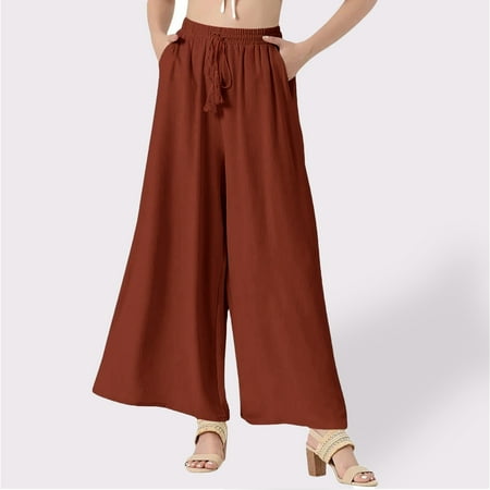 SNKSDGM Women s Plus Panties for Women Plus Size 5X Capri Pants for Women Dressy Casual Plus Womens Elastic High Waisted Drawstring Palazzo Pants Casual Wide Leg Long Pant Trousers with Pocket